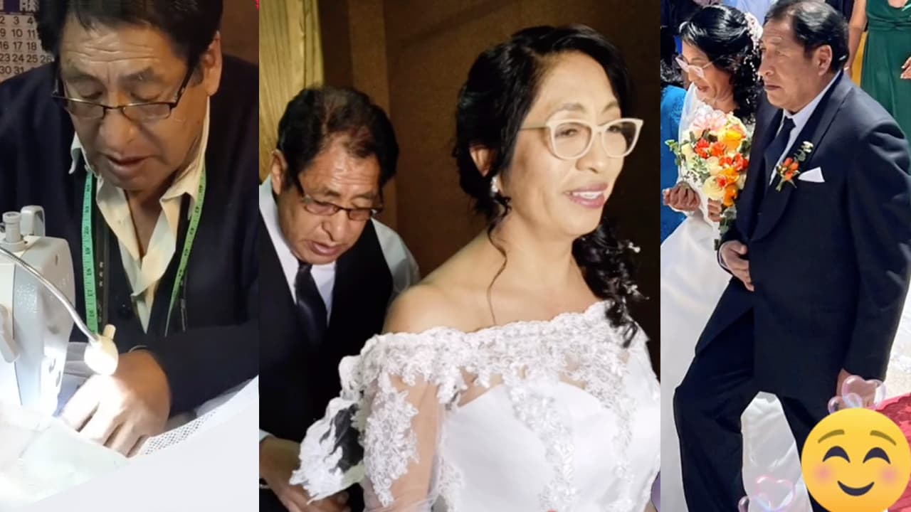 Papá hace vestido de novia para su hija con sus propias manos y conmueve a todos en TikTok