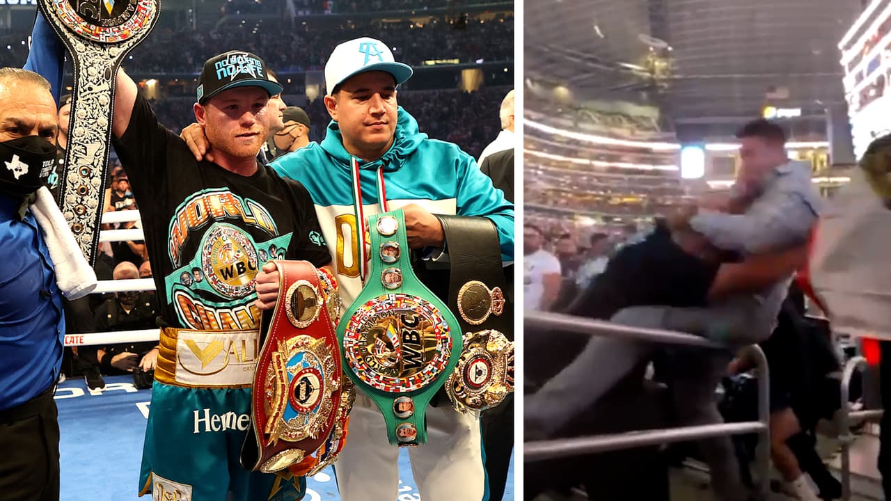 Durante el encuentro entre el
<a href="https://www.univision.com/deportes/temas/saul-canelo-alvarez">Canelo Álvarez</a> vs Saunders, la pasión por el boxeo generó enfrentamientos entre algunos de los asistentes al estadio AT&T en Arlington, Texas, quienes terminaron a golpes entre las gradas del estadio.