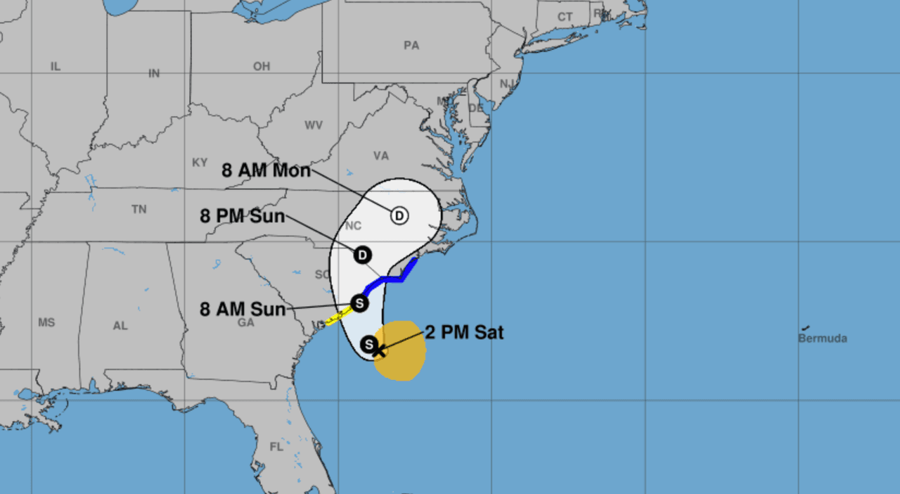 Estos son los horarios en que se pronostica que la tormenta Chantal se acerque a Las Carolinas.