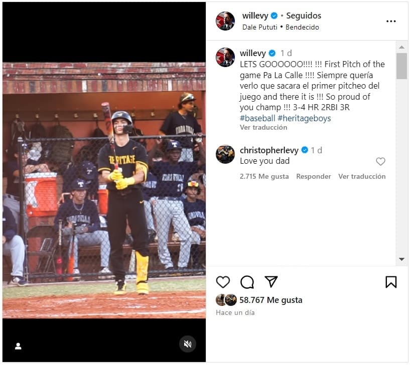 Hijo de William Levy, Christopher, le expresó su amor al actor.