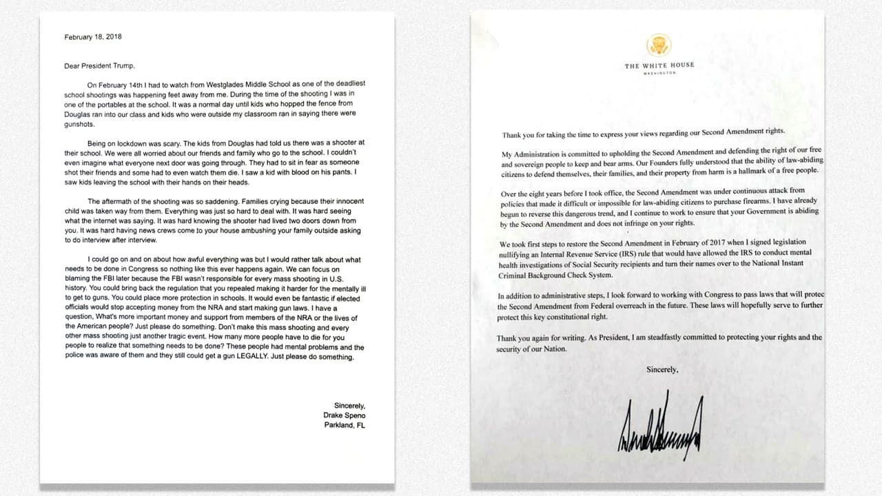 Un niño de 13 años le escribió una carta a Trump pidiendo un mayor control de armas, pero la respuesta del presidente lo dejó atónito