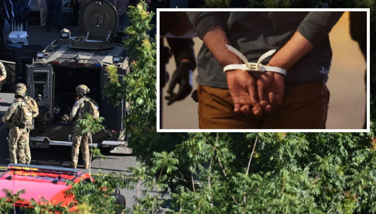Hombre atrincherado por más de 6 horas baja el machete y se entrega, al sureste de Los Ángeles