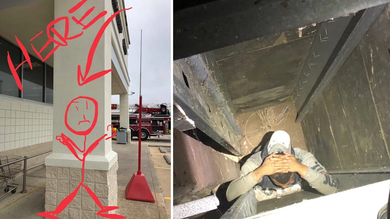 Aunque parezca un chiste, el lugar donde aparece el dibujo fue donde se ocultó, en la parte interna, uno de los sospechosos del robo.