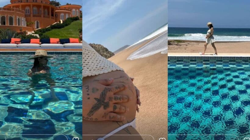 Cazzu mustra su pancita de embarazo.