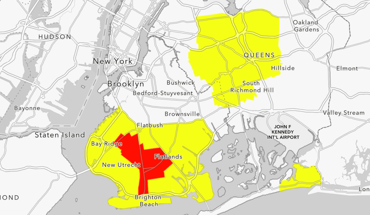 Este es el mapa actual de zonas con brotes de coronavirus en la ciudad de Nueva York.
