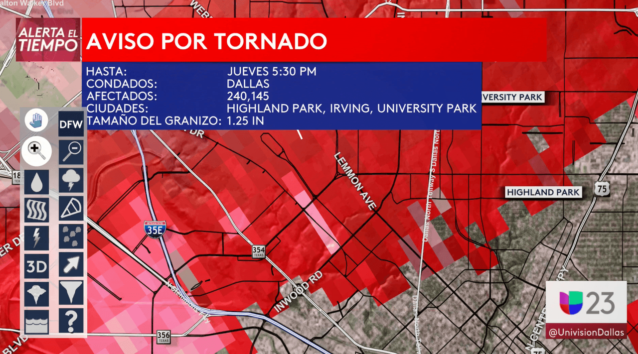 Reportan el paso de posibles tornados en zonas urbanas de Fort Worth y Dallas