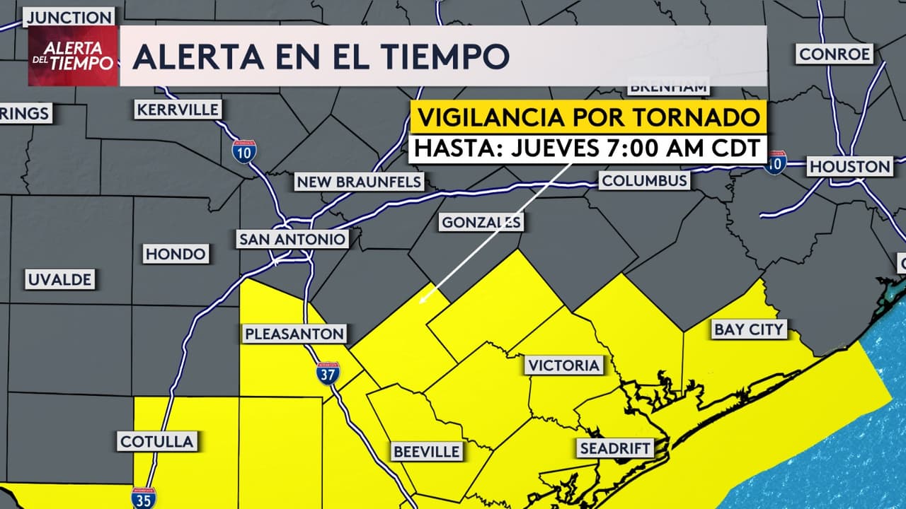 Se activa una vigilancia por tornado que se mantendrá activa toda la noche. Tres condados se mantienen con dicha alerta en nuestra zona: Atascosa, Dewitt y Karnes. Extrema precauciones si te encuentras ahí.