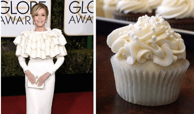 Al parecer Jane Fonda le puso mucha crema a su pastelito.