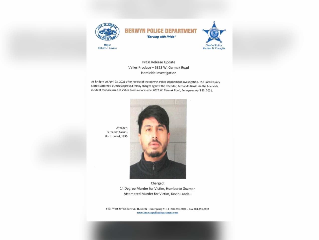 Adjudican cargos por asesinato a sospechoso de apuñalar hombre latino en supermercado en Berwyn