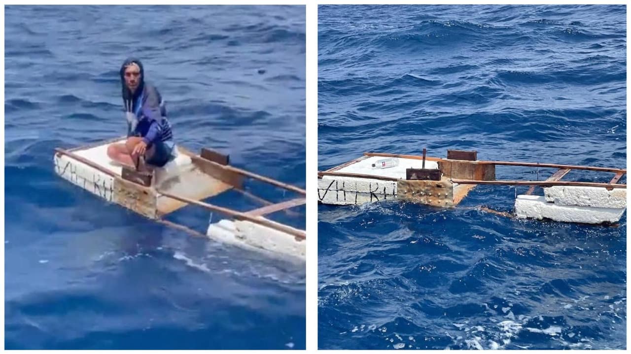 Sobrevive luego de 10 días a la deriva en una balsa en la que llegó de Cuba: otros tres murieron