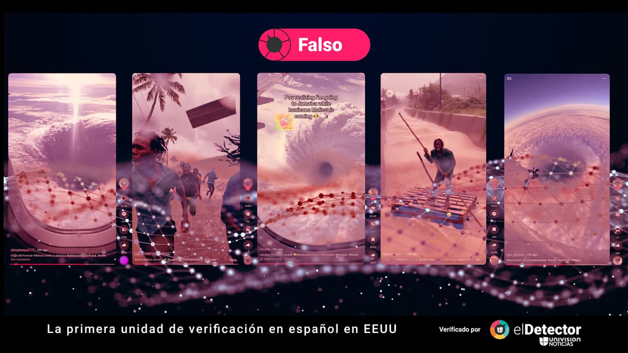 ¡Pendiente! Decenas de videos generados con IA desinforman sobre los daños y el desarrollo del huracán Melissa