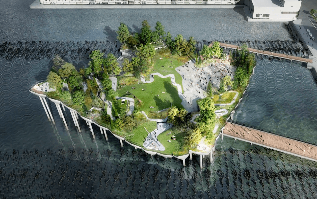 Completamente gratuito, Little Island estará compuesto por 2,4 acres de espacio verde con aproximadamente 100 especies de árboles y arbustos.