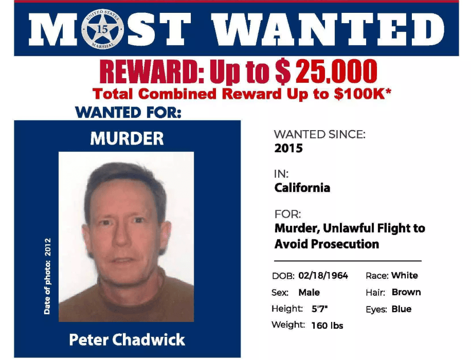 Anuncio del aumento de la recompensa por información que condujera a la captura de Peter Chadwick.