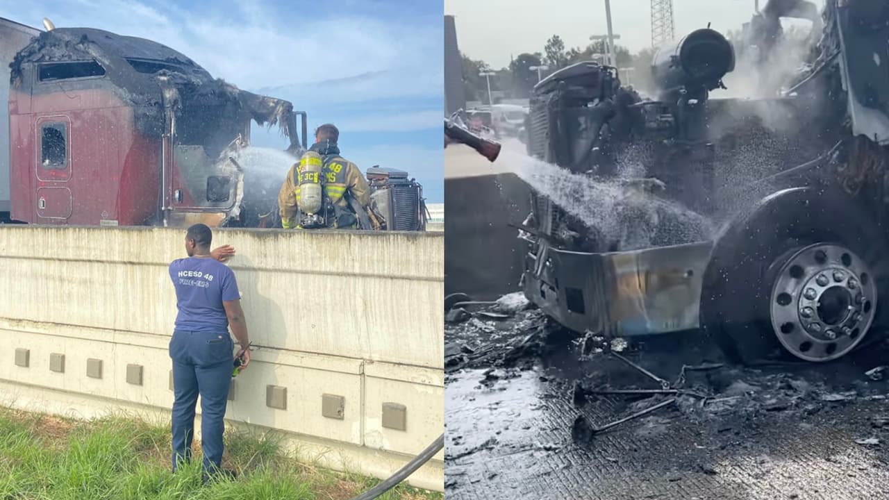 Troy Lane Birklett pudo detenerse y salir del camión antes de que
<a href="https://www.univision.com/local/houston-kxln/muere-una-madre-y-sus-dos-hijos-en-accidente-que-involucra-nueve-autos-en-houston">las llamas</a> llegaran a la cabina.