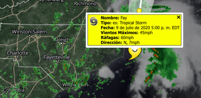 La tormenta tropical Fay se formó el jueves alrededor de las 5 p.m.