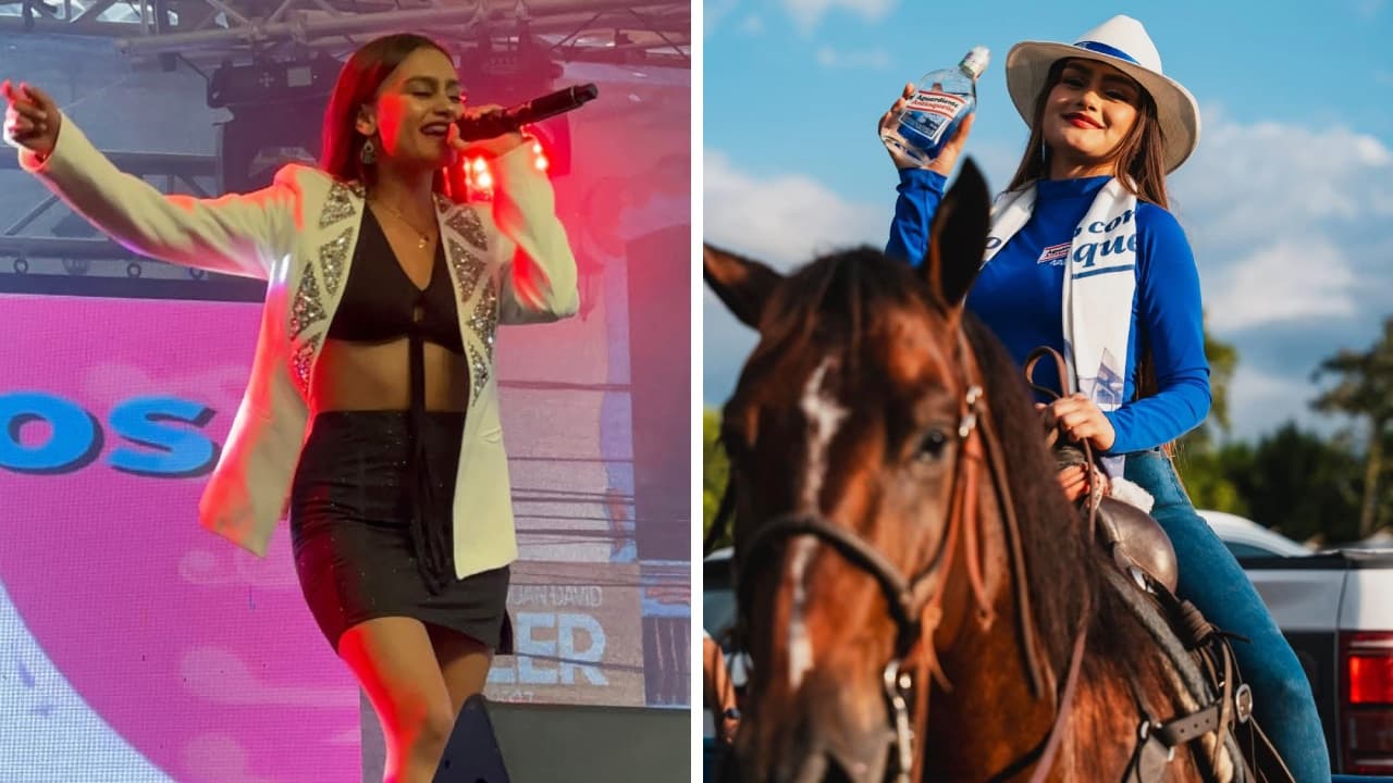 Valeria Vargas continuaba su faceta de cantante y además promocionaba una marca de bebidas alcohólicas.