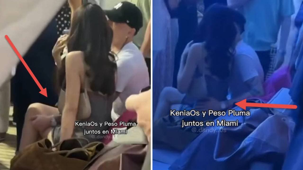 Peso Pluma y Kenia Os se dejaron ver "cariñosos" en el Pegasus World Cup en Miami.