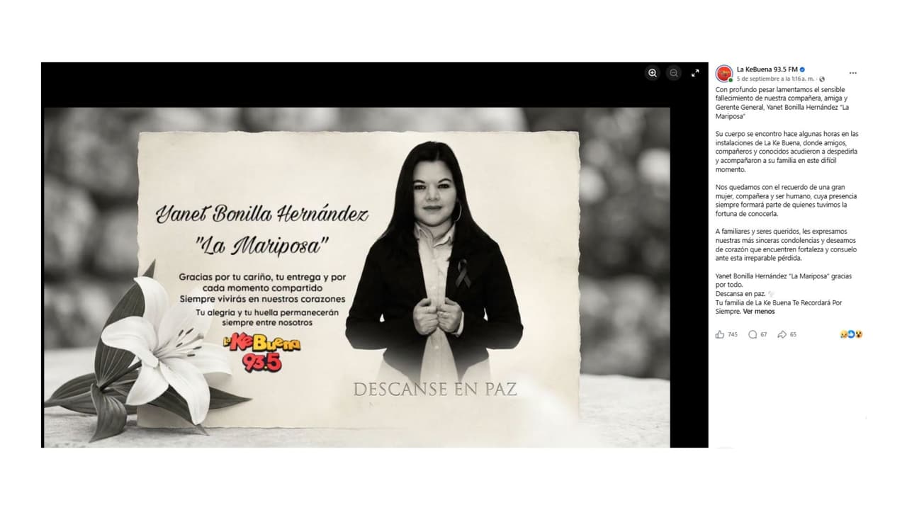 Así despidieron a Yanet Bonilla ‘La Mariposa’.