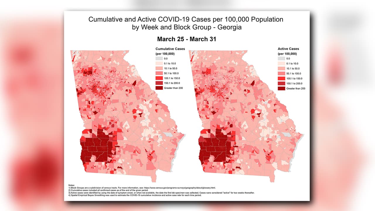 Semana 2: Del 25 de marzo al 31 de marzo. En ocho semanas se han contabilizado 22,147 contagios de coronavirus en Georgia.