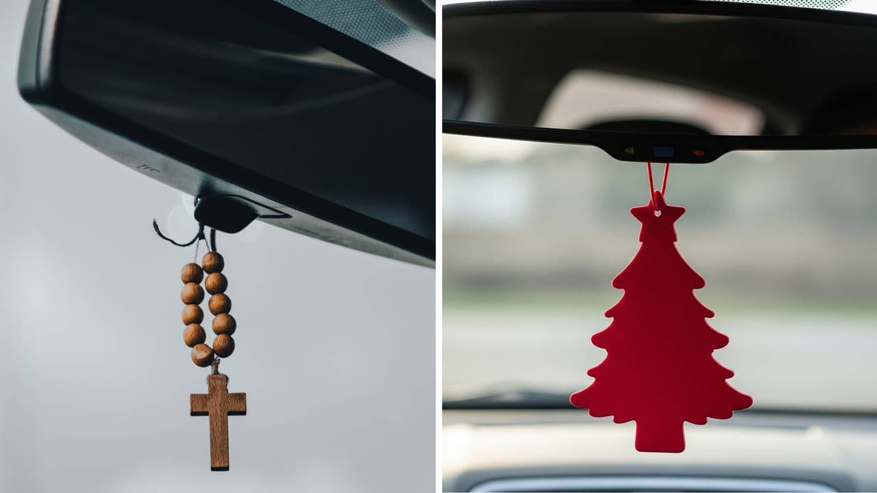 “Puede ser motivo de detención”: Piden evitar colgar rosarios u otros objetos en el espejo del auto