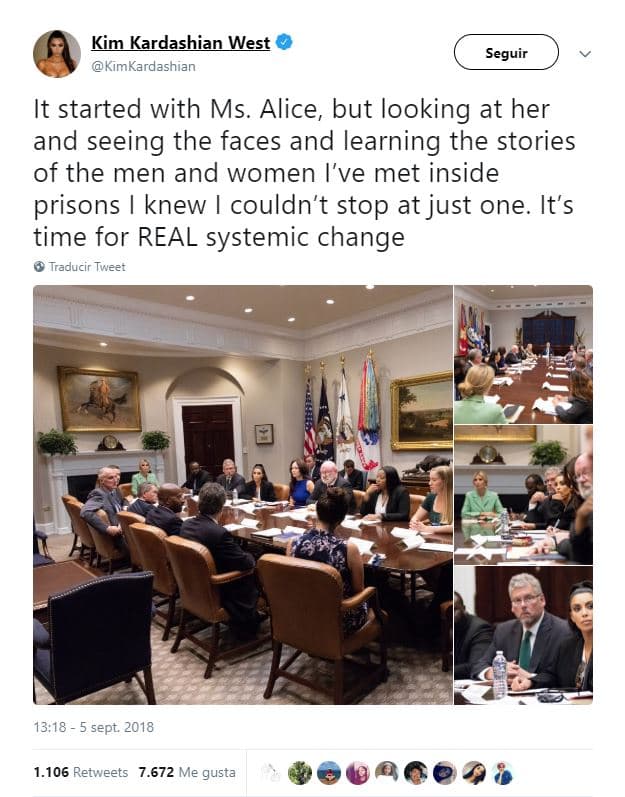 “Comenzó con la señora Alice, pero mirándola y viendo las caras y aprendiendo las historias de los hombres y mujeres que conocí en las cárceles, sabía que no podía parar en una sola persona. Es hora de un cambio sistémico REAL”, escribió Kim en su cuenta de Twitter.
<br>