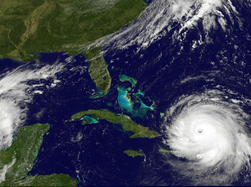 CARIBBEAN SEA - SEPTEMBER 7: In this NOAA handout image, NOAA's GOES satellite shows Hurricane Irma as it moves towards the Florida Coast in the Caribbean Sea taken at 16:15 UTC on September 07, 2017. Irma is a category 5 hurricane and will bring life-threatening wind, storm surge, and rainfall hazards to the Virgin Islands and Puerto Rico. The state of Florida is in the track of where the hurricane may make landfall. (Photo by NOAA GOES Project via Getty Images)