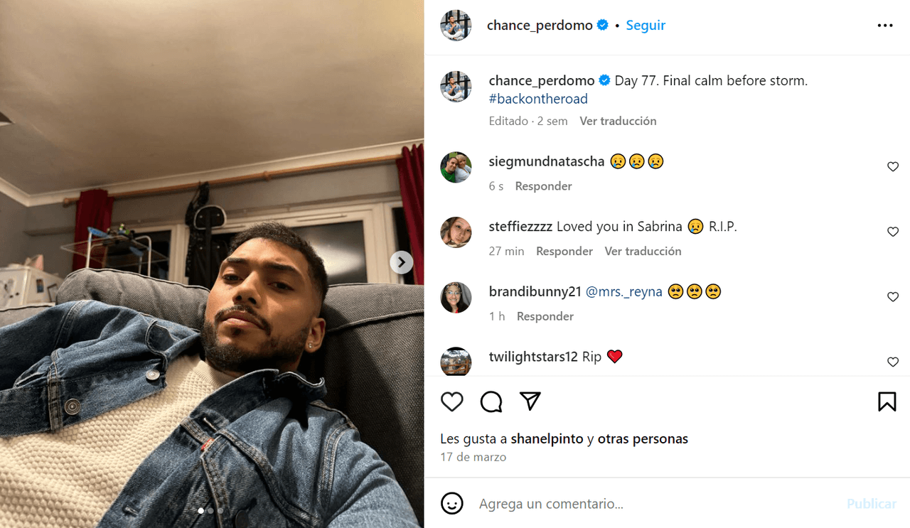 Antes de morir, Chance Perdomo publicó misterioso mensaje