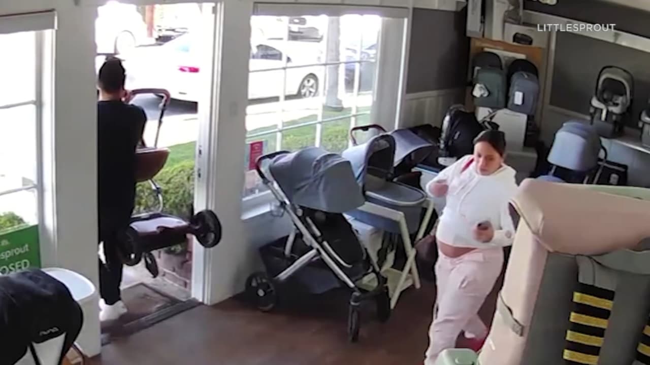 Pareja es captada robando carriola de una tienda en Toluca Lake