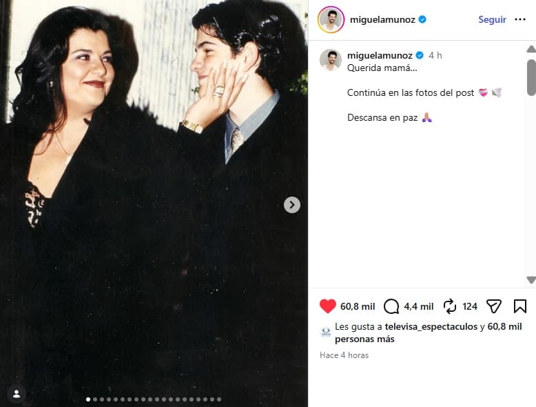 Miguel Ángel Muñoz le dedicó un emotivo mensaje a su difunta mamá.