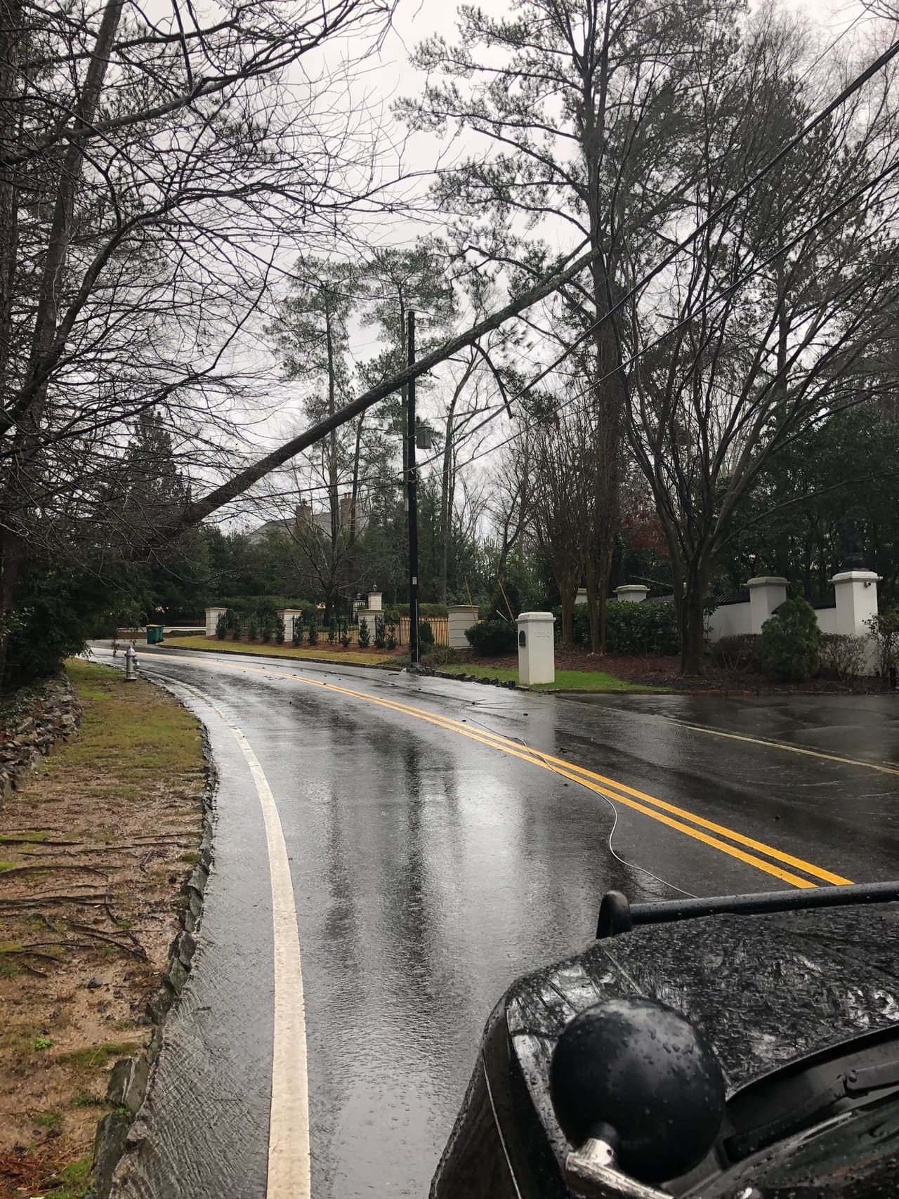 La Policía de Sandy Springs informó que West Garmon Road está cerrada debido a la caída de un árbol.