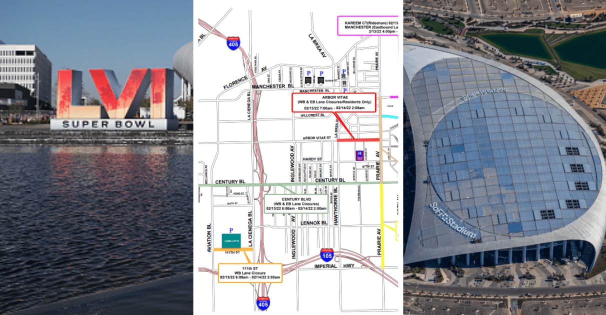 Esta es la lista de calles y rutas cerradas debido al Super Bowl en Inglewood
