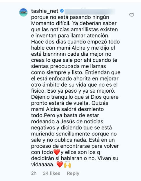 "Ya
<b> deberían saber que las noticias amarillistas existen</b> e inventan para llamar atención", aseguró en Instagram.
<br>