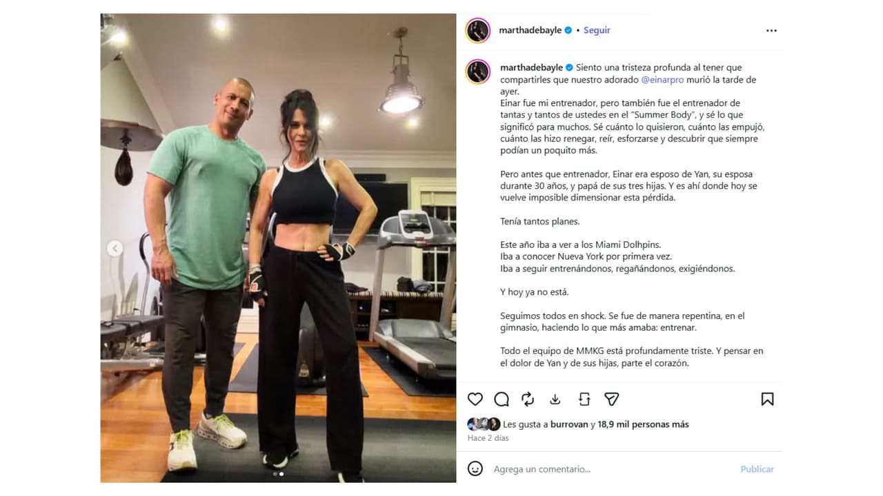 El mensaje que Martha Debayle le dedicó a su entrenador.