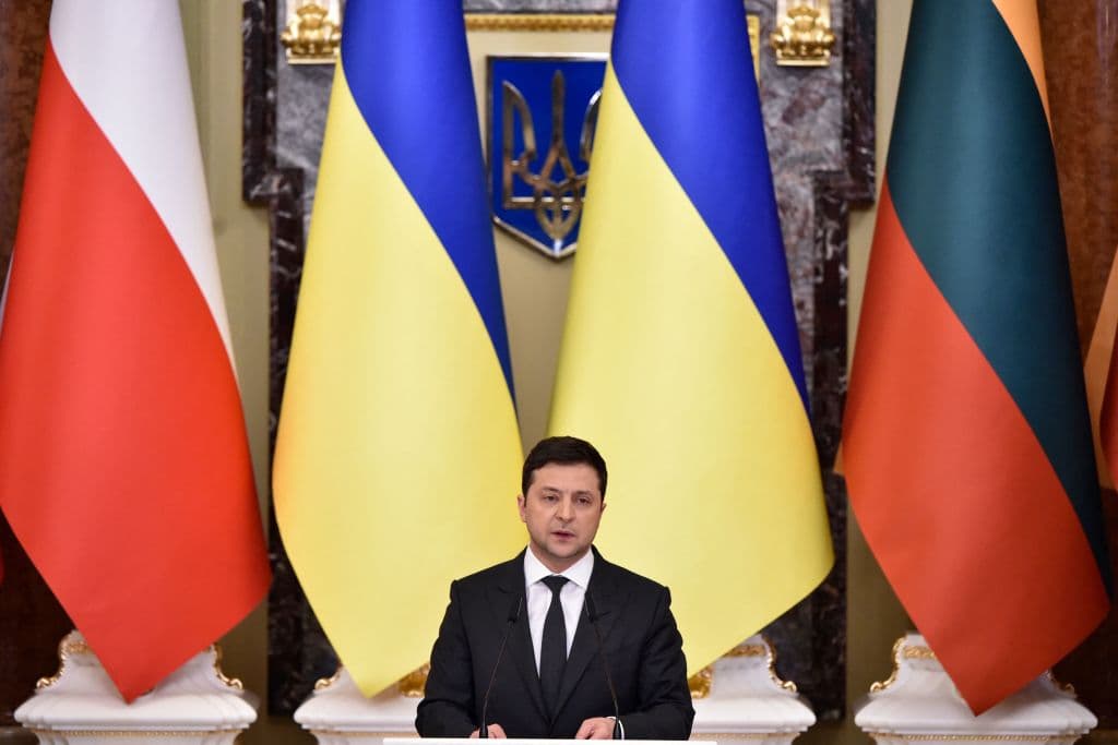 El presidente ucraniano, Volodymyr Zelensky, en una conferencia realizada previamente este miércoles.