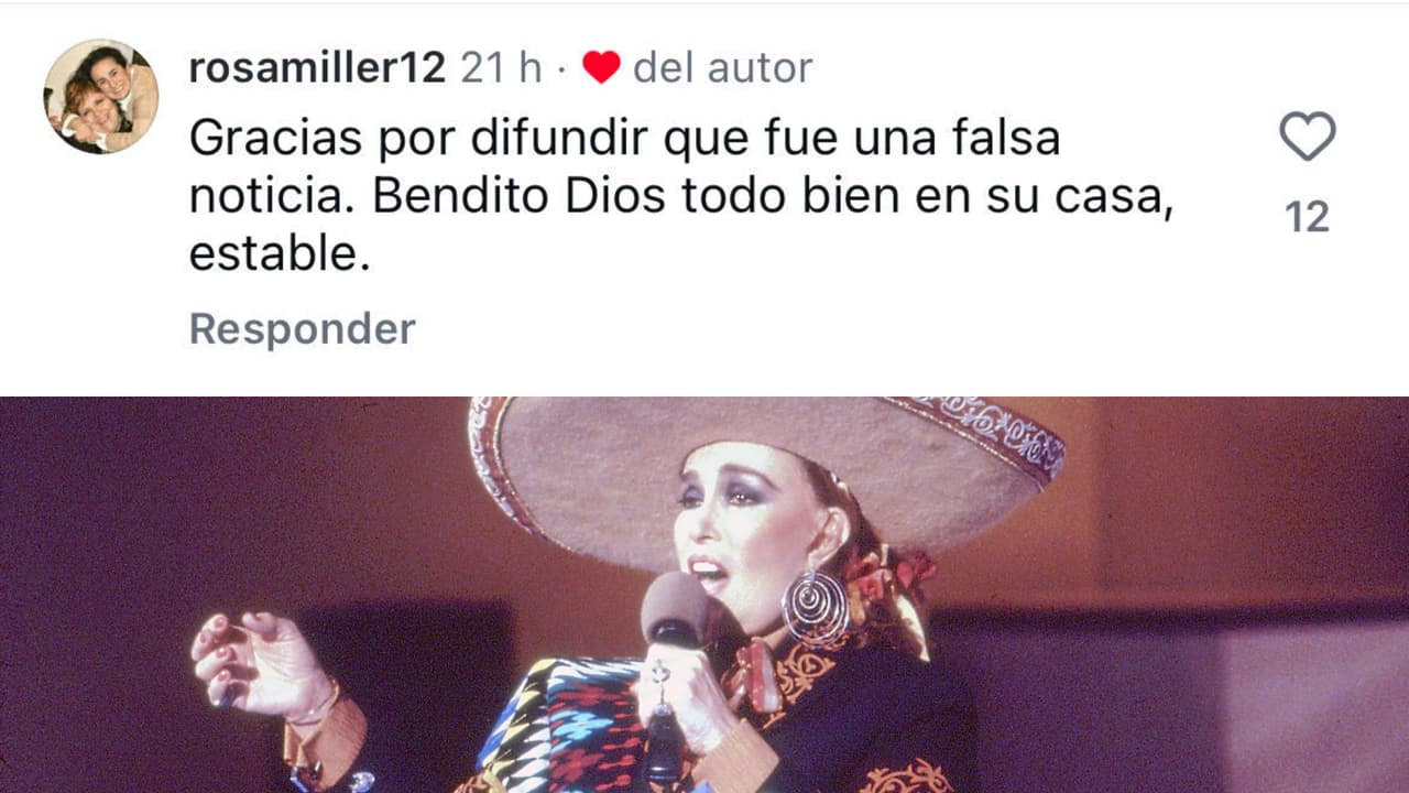 Rosa Miller, otra de las hijas de Lucha Villa, calificó como "falsa noticia" la supuesta y reciente hospitalización de la legendaria cantante de regional mexicano.