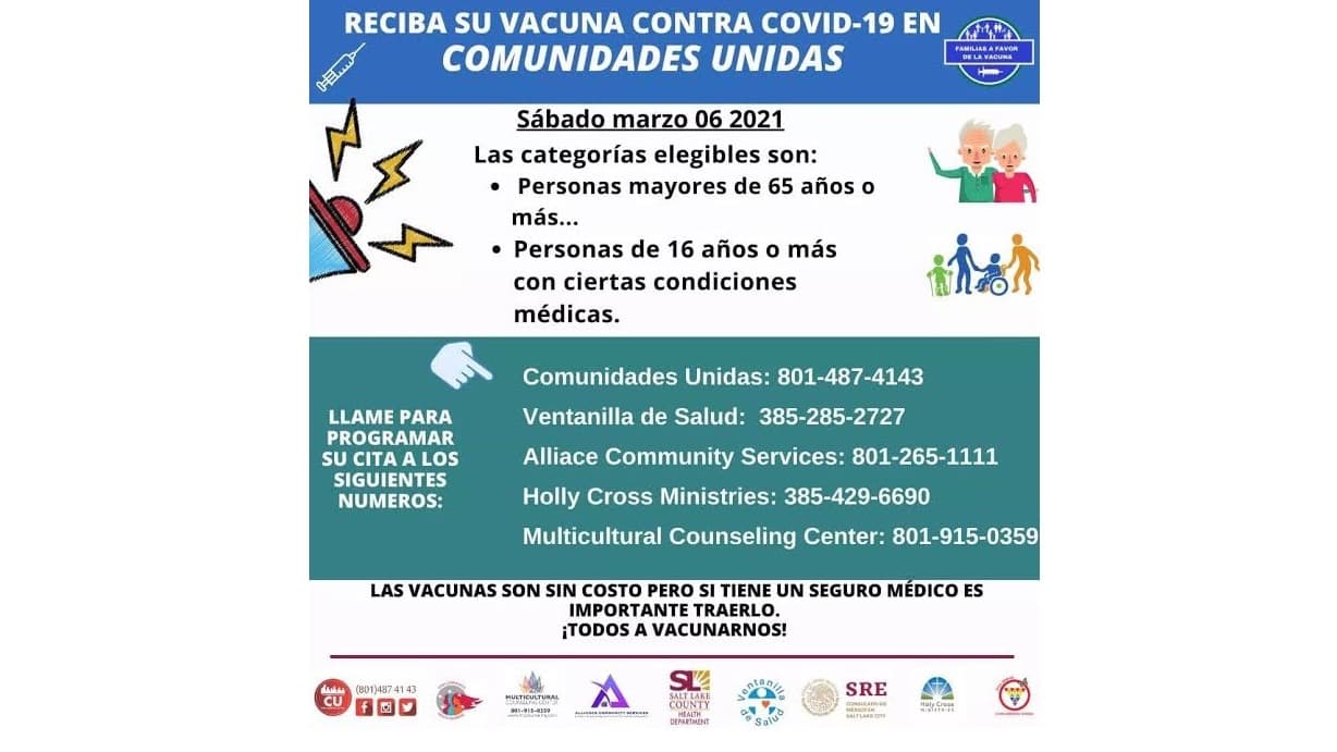 Grupos comunitarios llevan la vacuna contra el coronavirus a los latinos de Salt Lake