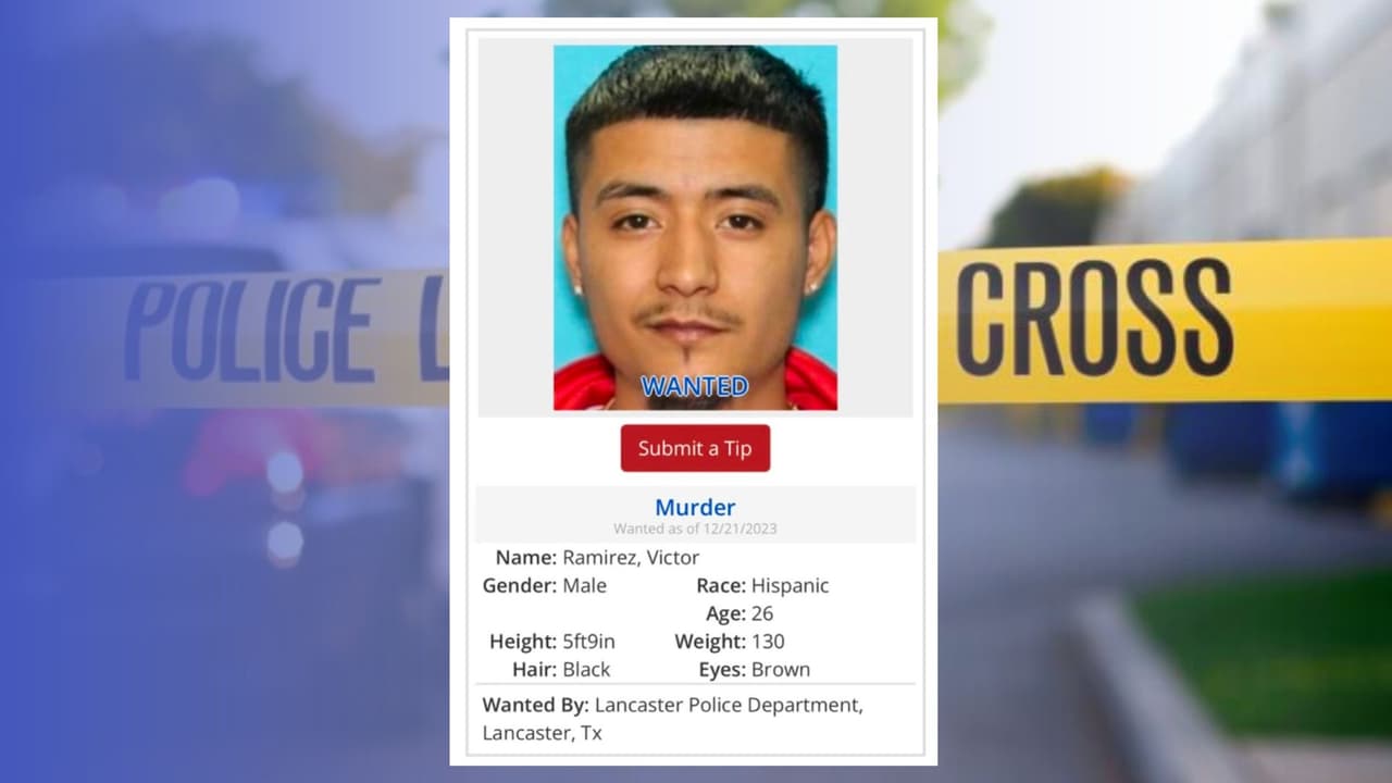 La Policía de Lancaster, Texas, busca a Víctor Ramírez, presunto responsable de la muerte de Jorge Arévalo.