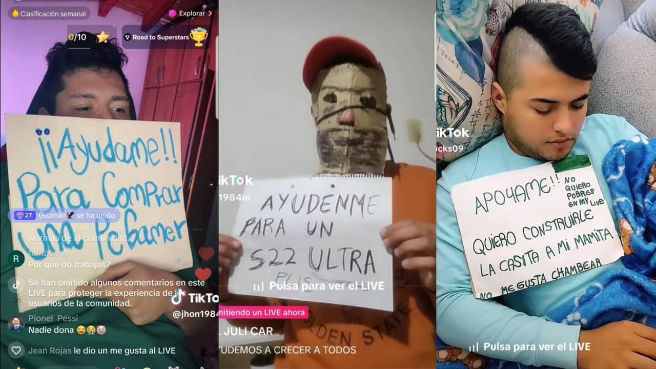 Jóvenes usan carteles para pedir dinero en TikTok sin hacer nada: hacen enfurecer a internautas