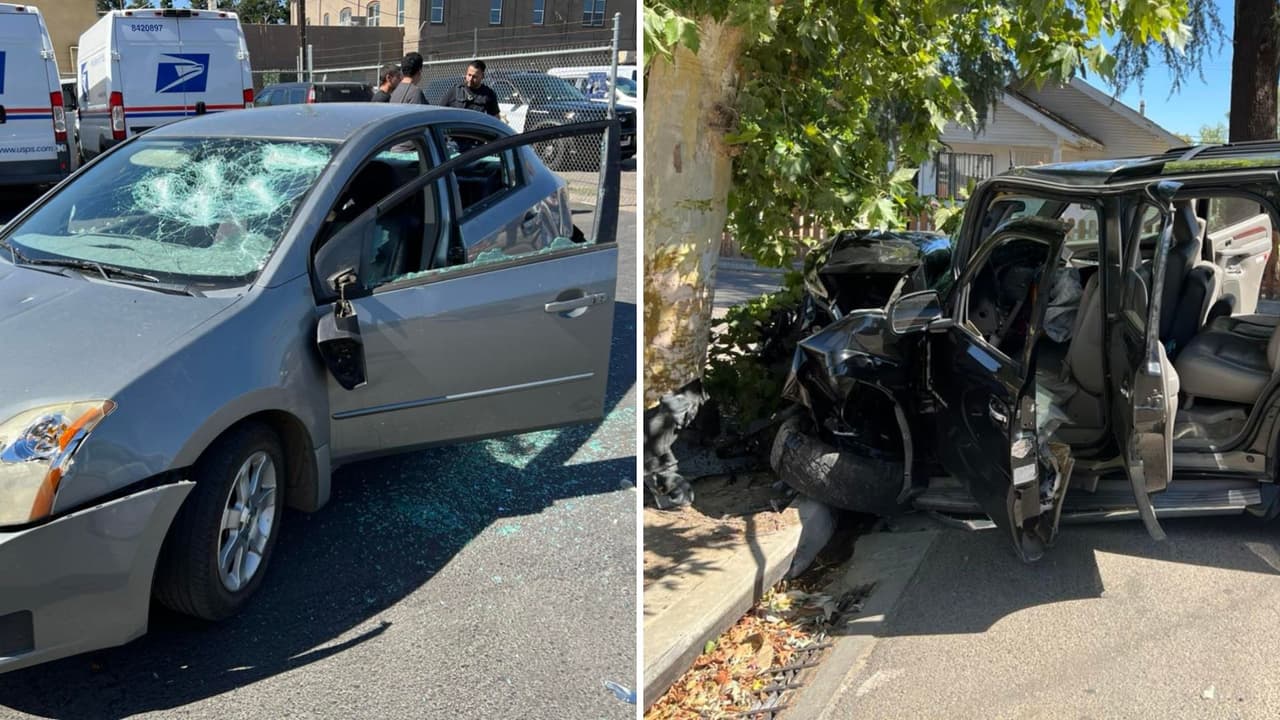 Ataca a otro auto con un bate y al tratar de escapar se estrella con una patrulla y un árbol