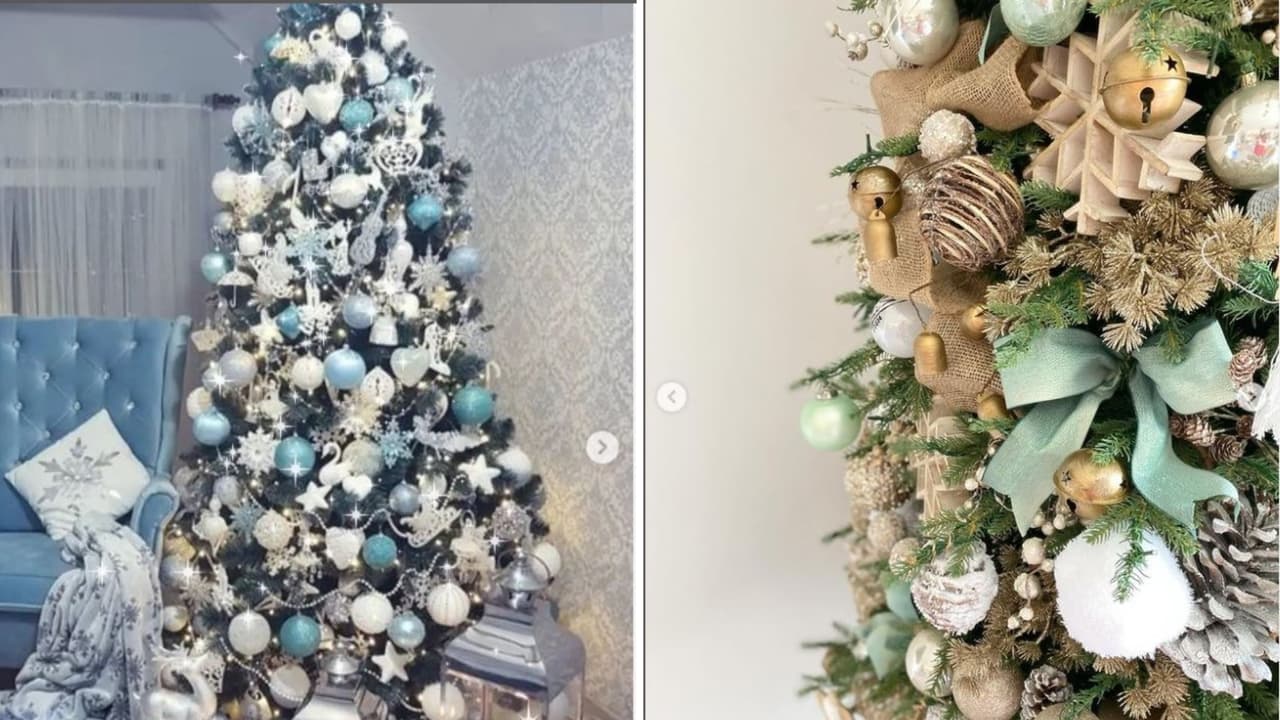 Árbol de Navidad decoración en tonos fríos