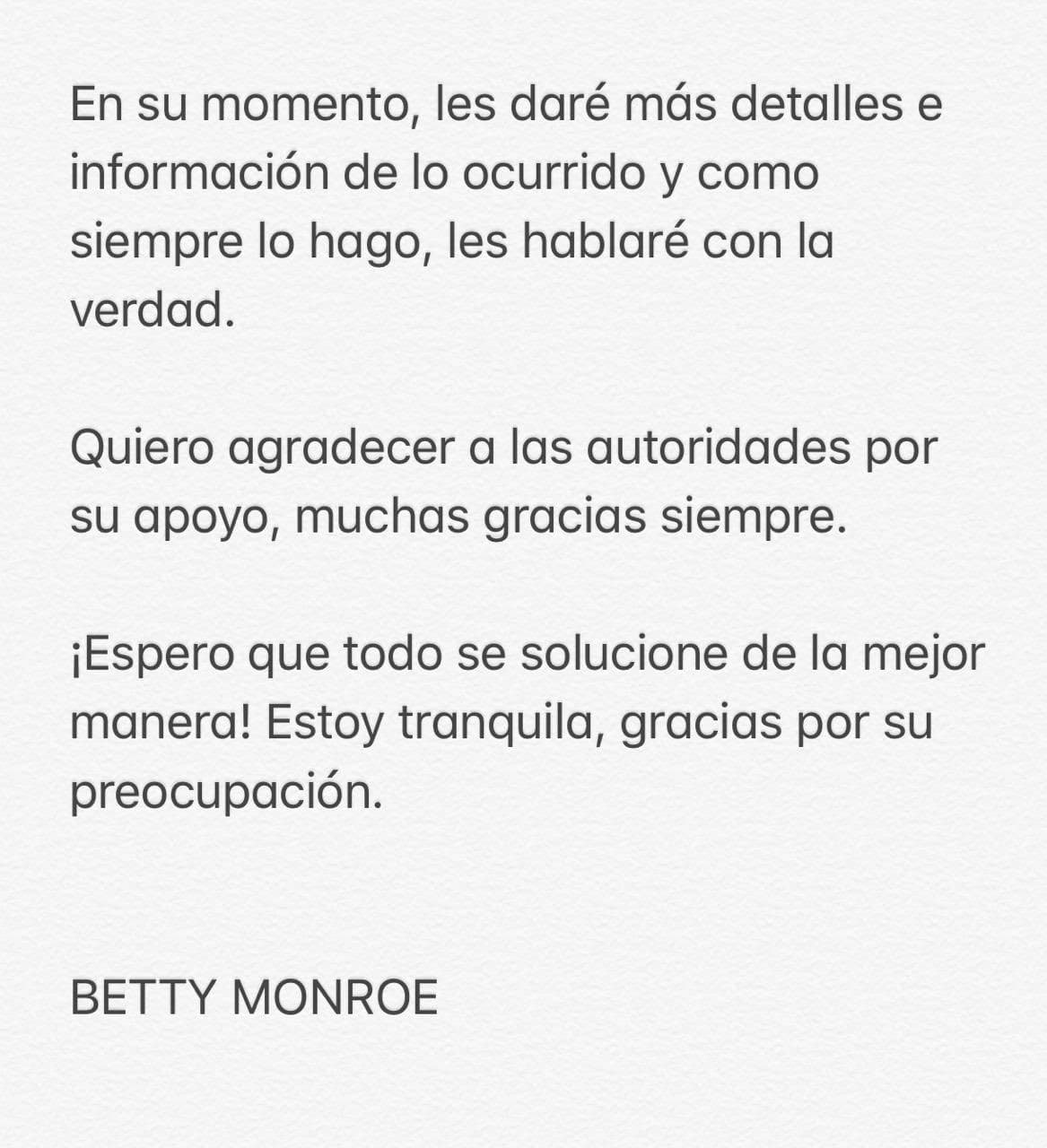 La actriz agradeció a las autoridades el apoyo y prometió que,
<b>cuando esté lista podrá compartir más información.</b>