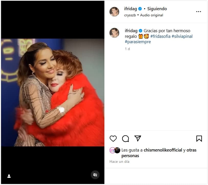 Frida Sofía publicó un video generado con Inteligencia Artificial en el que se aprecia un 'abrazo' entre ella y su abuela, Silvia Pinal.