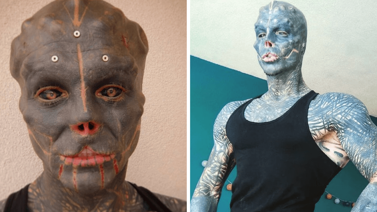 Conoce al hombre que está convirtiéndose en alien mediante operaciones: antes y después