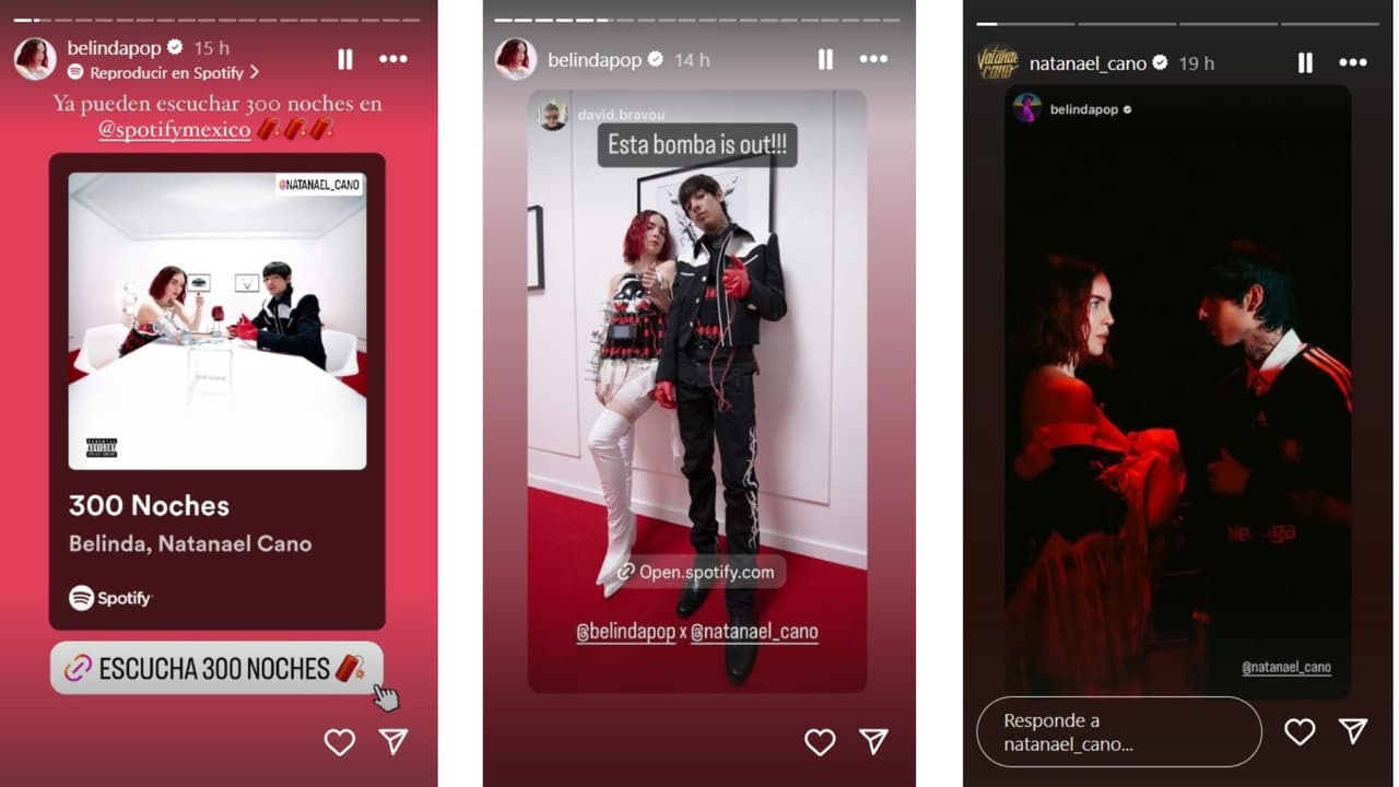 Belinda y Natanael Cano promocionan '300 Noches'.