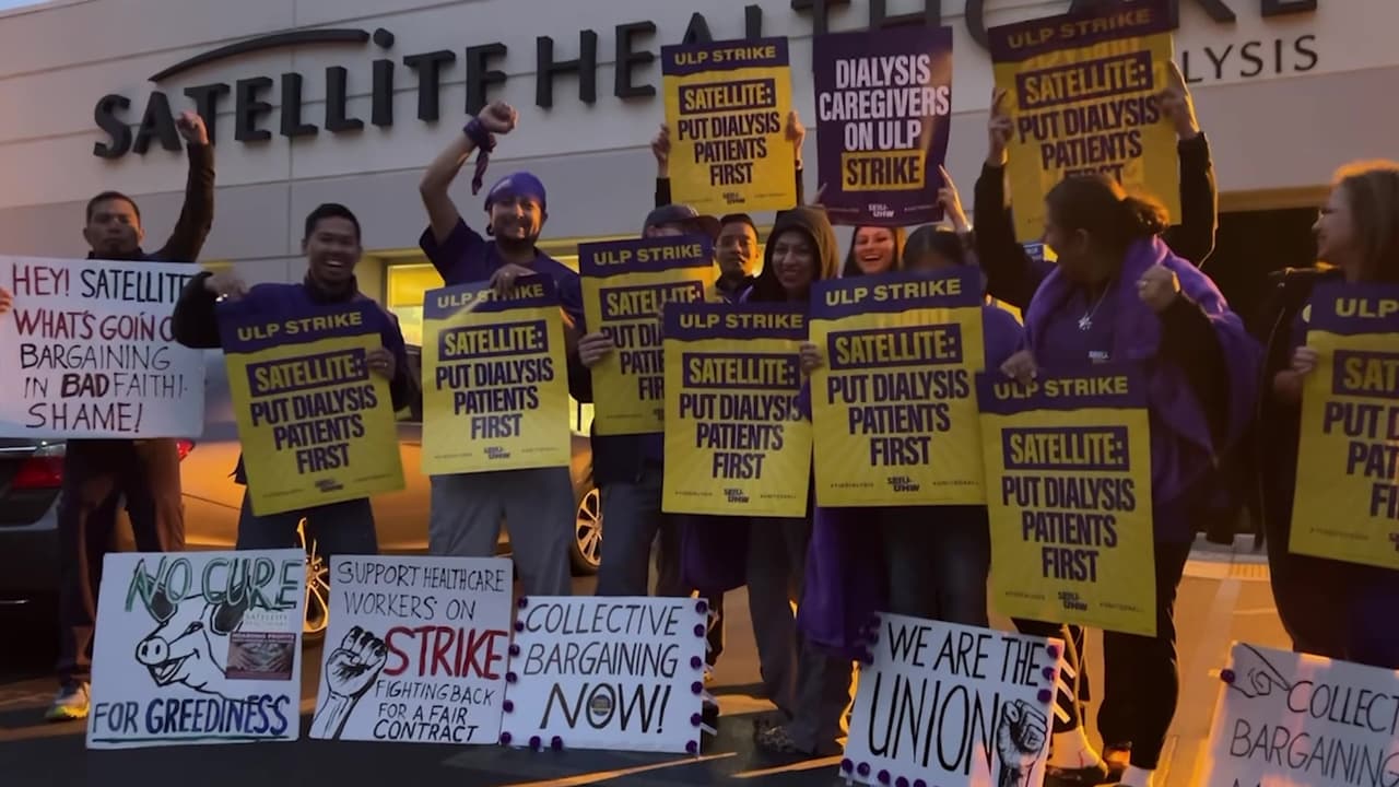 Más de 500 empleados de diálisis en California realizan una huelga histórica por prácticas laborales injustas