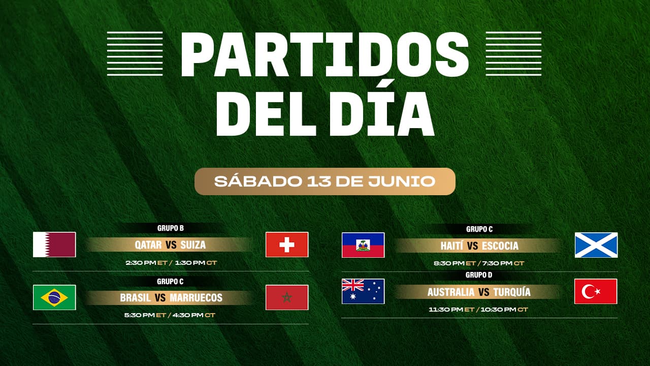 Partidos de hoy sábado 13 de junio en el Mundial de Fútbol por radio
