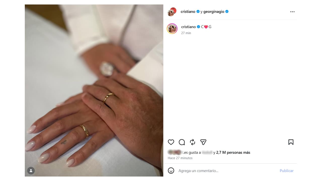 La primera foto de Georgina Rodríguez y Cristiano Ronaldo como marido y mujer.
