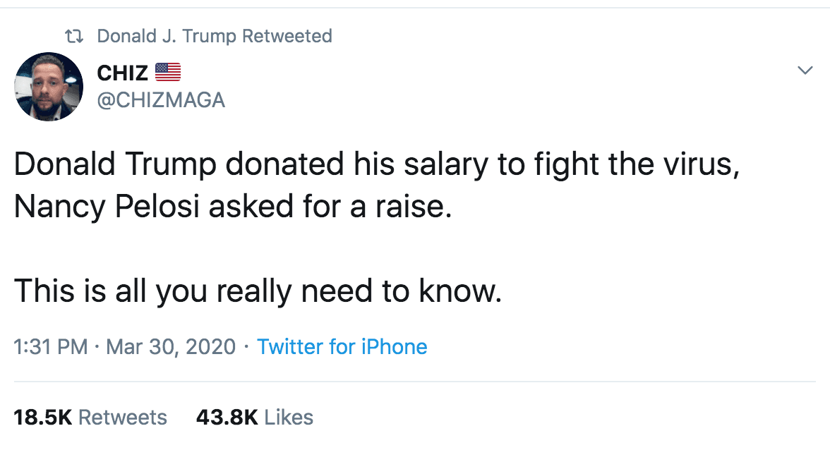 Retuit del presidente Trump.