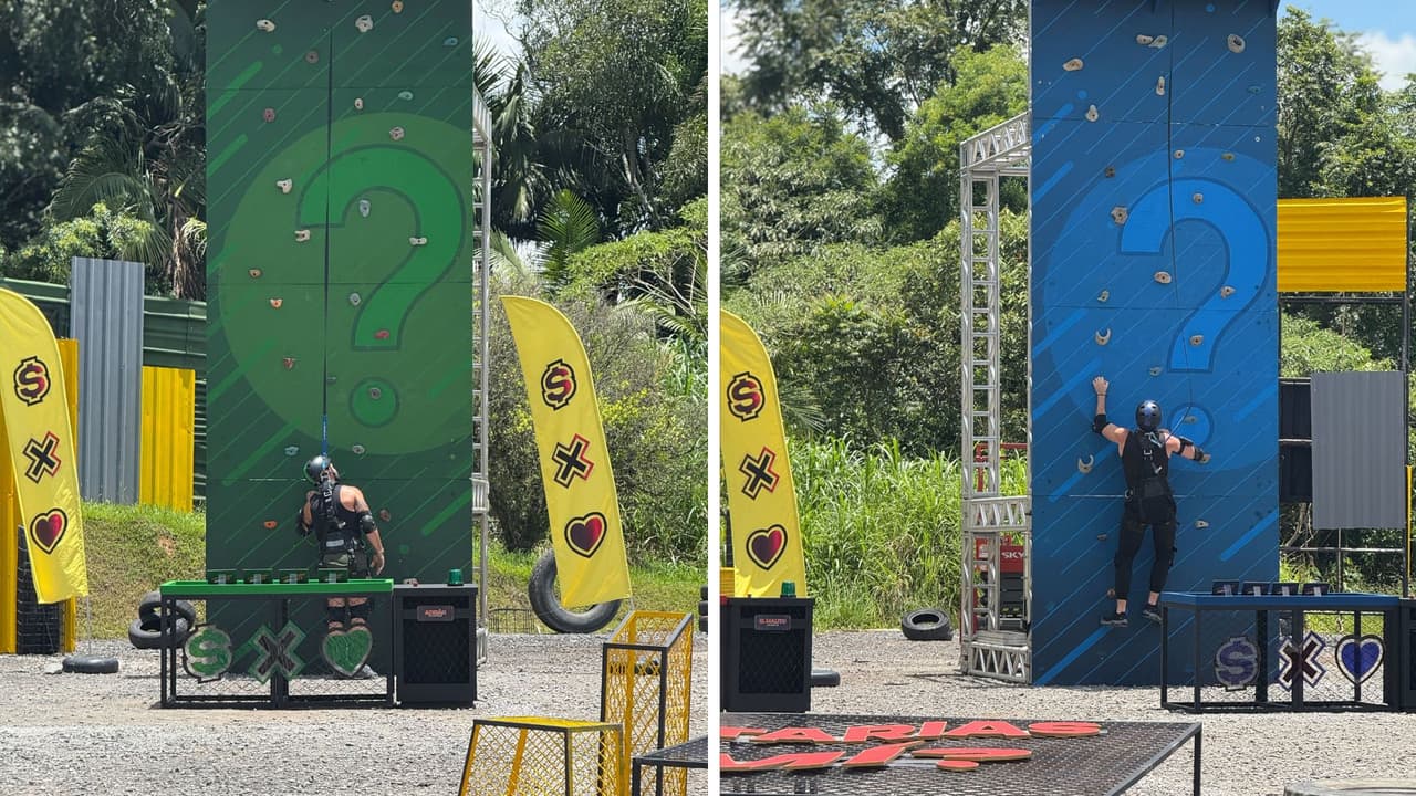 Los hombres están listos para escalar el muro