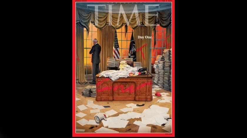 Con una potente imagen de portada, 'Time' muestra los retos que Biden tiene por delante